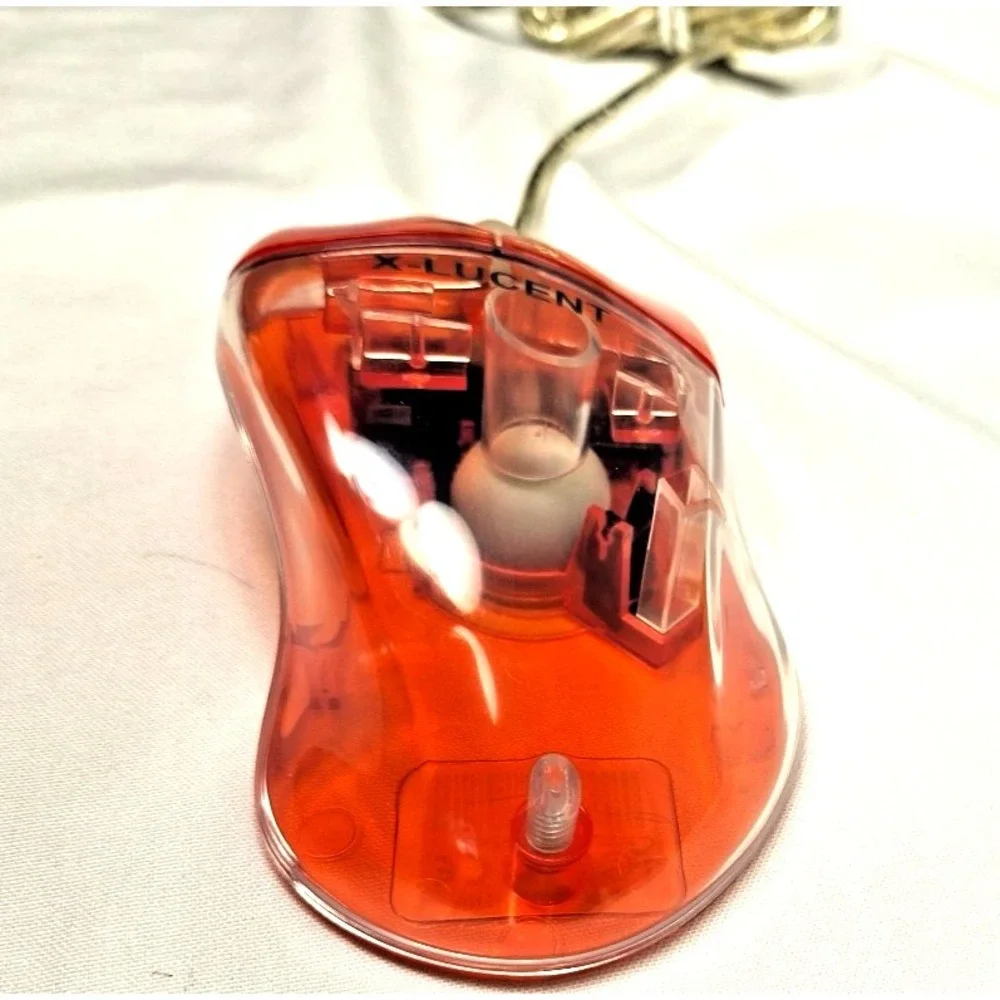 Vintage Orange Transparent Mouse New in Box NOS Y2K HM-303P 700 DPI Scroll PS/2